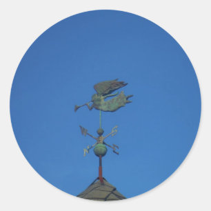 Angel Weather Vane Runder Aufkleber