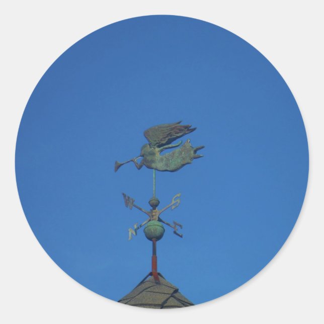 Angel Weather Vane Runder Aufkleber (Vorderseite)