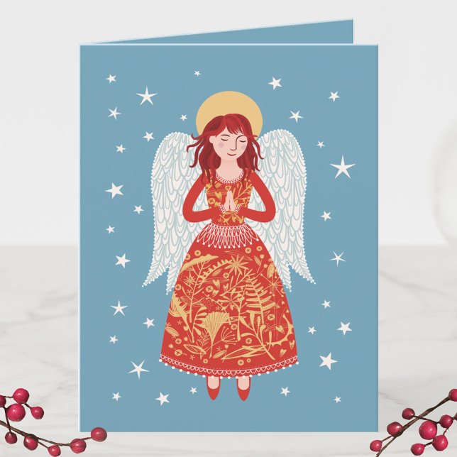 Angel Weihnachtskarte Feiertagskarte (Angel folded Christmas holiday card)