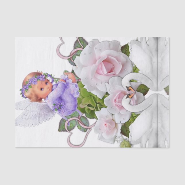 Angel-Weiße Schwäne aus Gewebepapier Seidenpapier (Vorderseite)