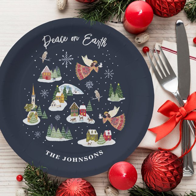 Angel Weltfrieden Christmas Pappteller (Angel Peace on Earth Christmas Paper Plates)