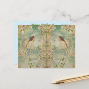 Angel White Blume Blue Sky Postkarte