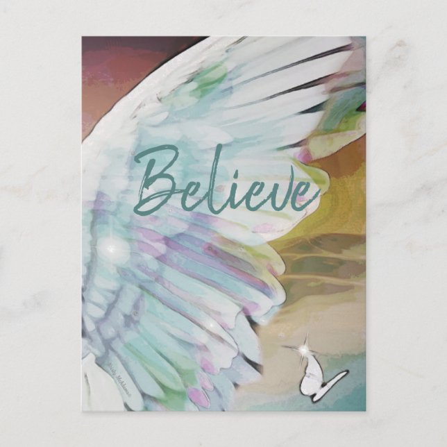Angel Wing Butterfly glaubt Sky Watercolor Art Postkarte (Vorderseite)