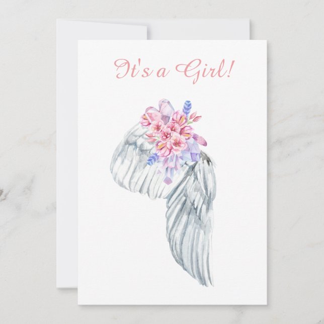 ~ Angel Wing Feathers Crystals Shower Einladung (Vorderseite)