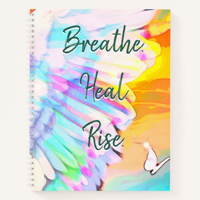 Angel Wing Rainbow - Schmetterling-Breathe-Heilstr Notizbuch (Vorderseite)