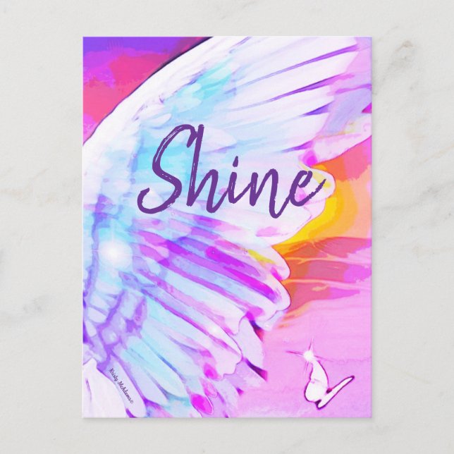 Angel Wing Shine Butterfly Aquarell Affirmation Postkarte (Vorderseite)