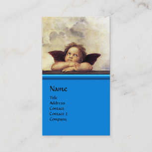ANGEL Winged Cherub Monogram Blue Sapphire silber Visitenkarte