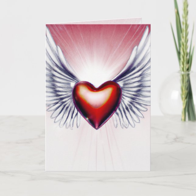 Angel Wings and Heart Greeting/Note Card Karte (Vorderseite)
