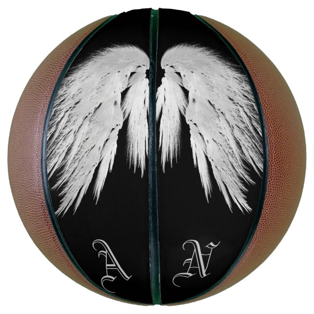 ANGEL WINGS Black Custom Monogram Basketball (Vertikal)