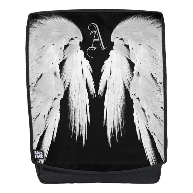 ANGEL WINGS Black Custom Monogram Rucksack (Vorderseite)