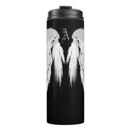 ANGEL WINGS Black Custom Monogram Thermosbecher