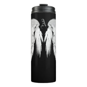 ANGEL WINGS Black Custom Monogram Thermosbecher