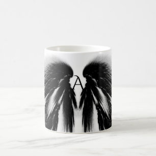 ANGEL WINGS Black Gray Monogram Kaffeetasse