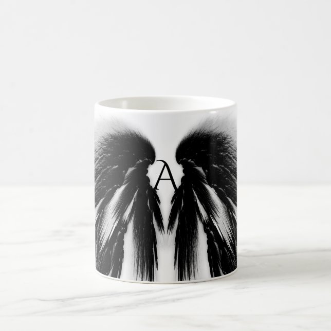 ANGEL WINGS Black Gray Monogram Kaffeetasse (Mittel)