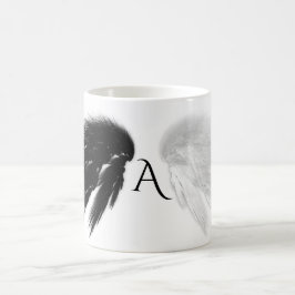 ANGEL WINGS Black + White Monogram Kaffeetasse