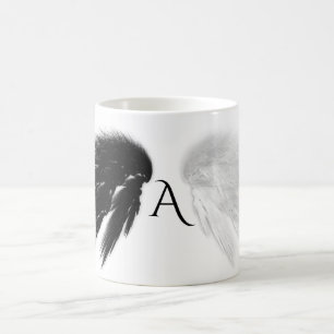 ANGEL WINGS Black + White Monogram Kaffeetasse