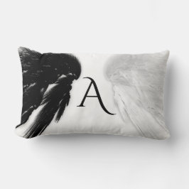 ANGEL WINGS Black + White Monogram Lendenkissen