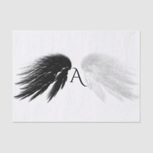 ANGEL WINGS Black + White Monogram Seidenpapier
