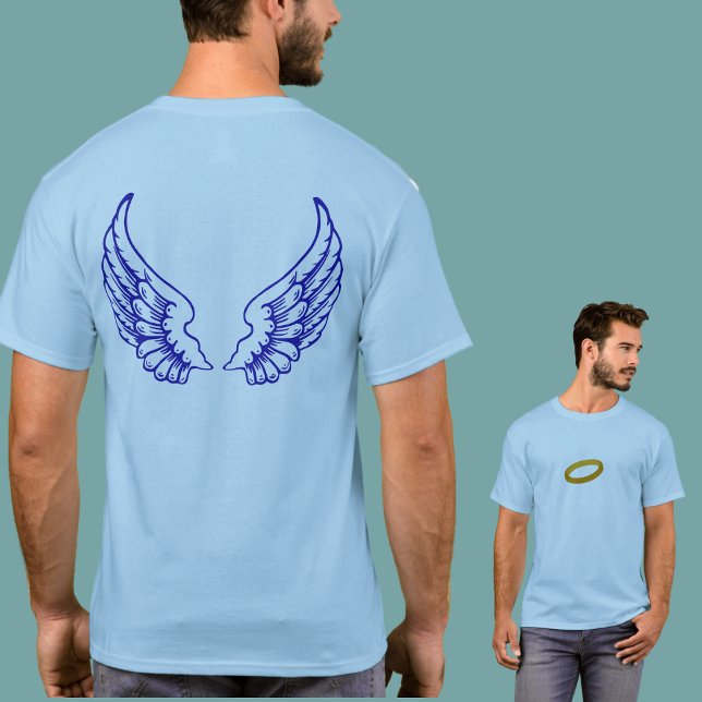 Angel Wings (Blau) Vorderes und Rückseite T-Shirt (Please enjoy our tee.)