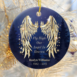 Angel Wings Blue Memorial Erinnerung Weihnachten Keramik Ornament