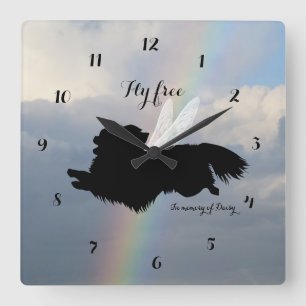 Angel Wings Chihuahua Memorial Wall Clock Quadratische Wanduhr