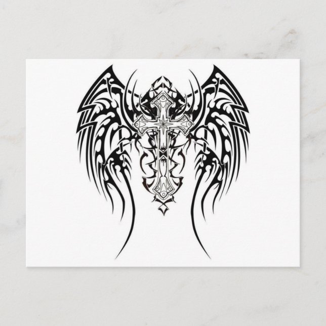 Angel Wings Cross Pattern Postkarte (Vorderseite)