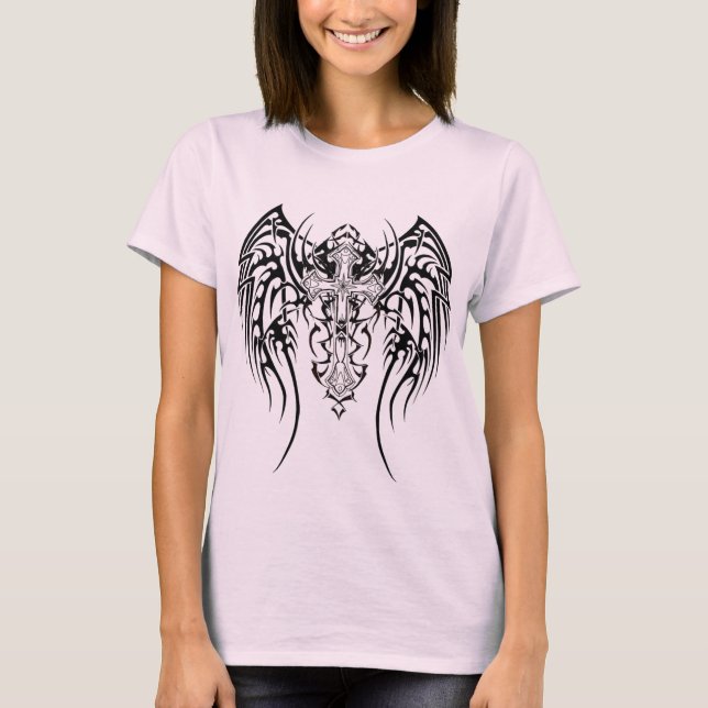 Angel Wings Cross Pattern T-Shirt (Vorderseite)