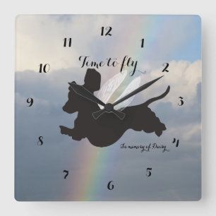 Angel Wings Dachshund Memorial Wallclock Quadratische Wanduhr