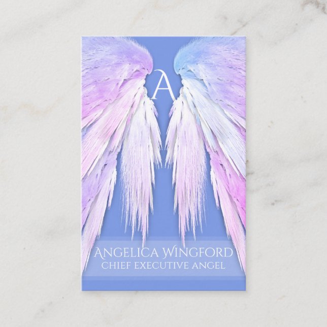 Angel Wings Dreamy Pink Soft Blue Visitenkarte (Vorderseite)