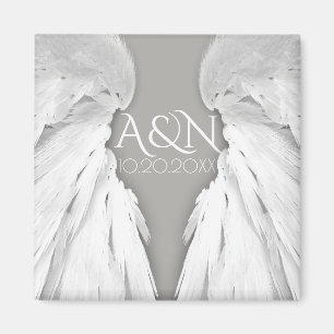 ANGEL WINGS Elegant Gray Save the Date Magnet