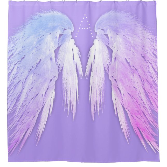 ANGEL WINGS Fairy Lila Monogram Duschvorhang (Vorderseite)
