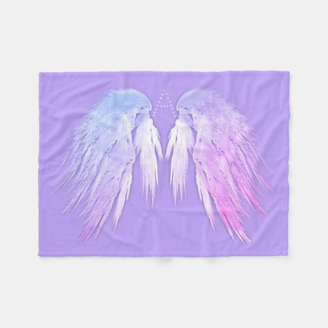 ANGEL WINGS Fairy Lila Monogram Fleecedecke (Vorderseite (Horizontal))