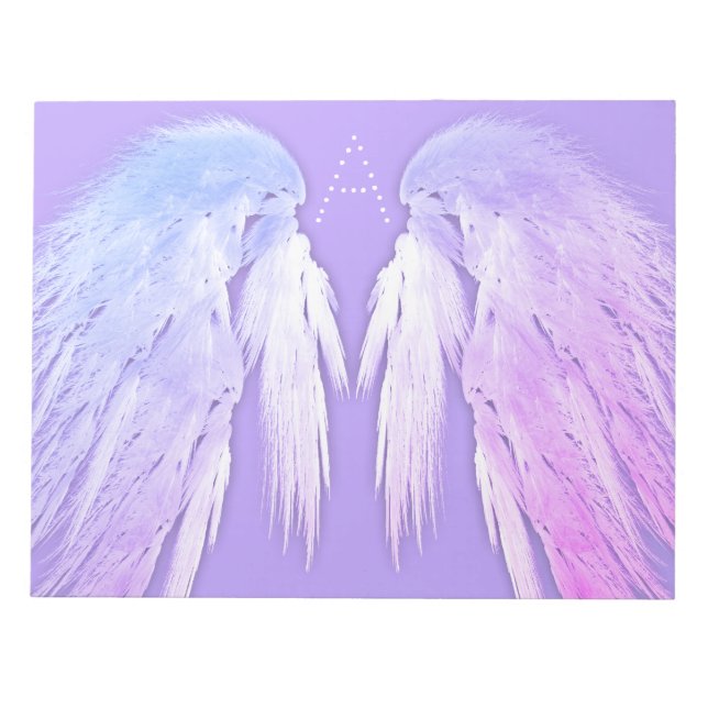 ANGEL WINGS Fairy Lila Monogram Notizblock (Vorderseite)