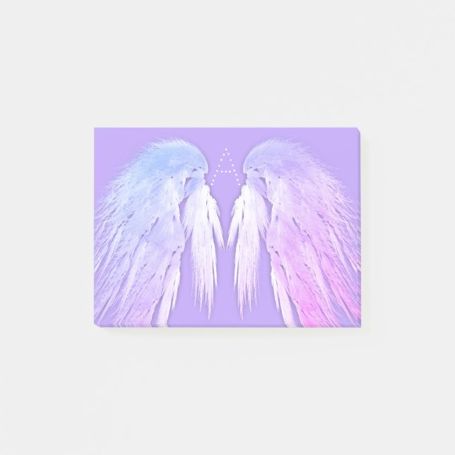 ANGEL WINGS Fairy Lila Monogram Post-it Klebezettel (Vorderseite)