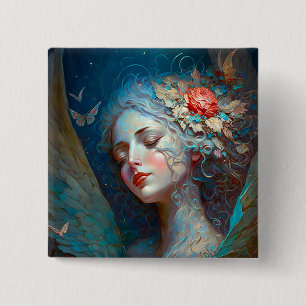 Angel Wings Fantasy Art Button