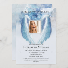Angel Wings Foto Blaue Feier des Lebens Einladung
