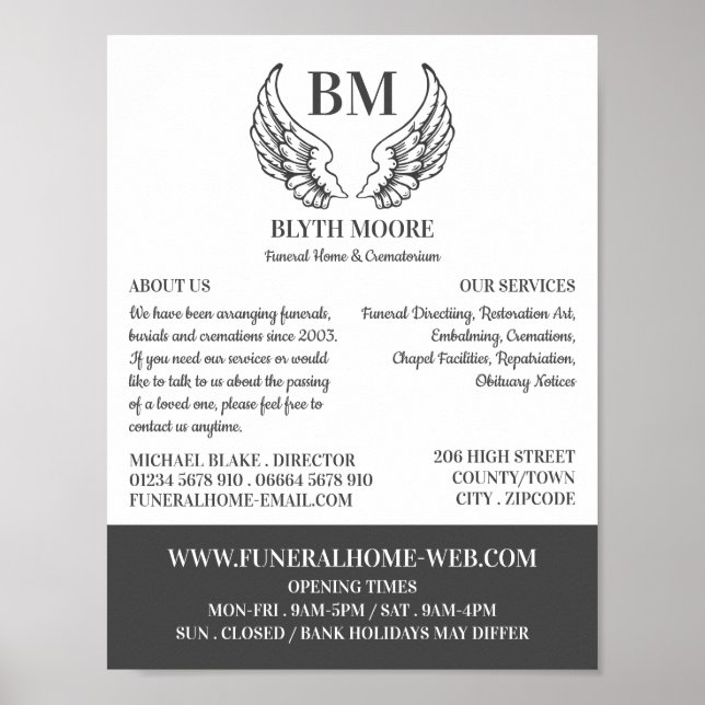 Angel Wings, Funeral Home, Directors Poster (Vorne)