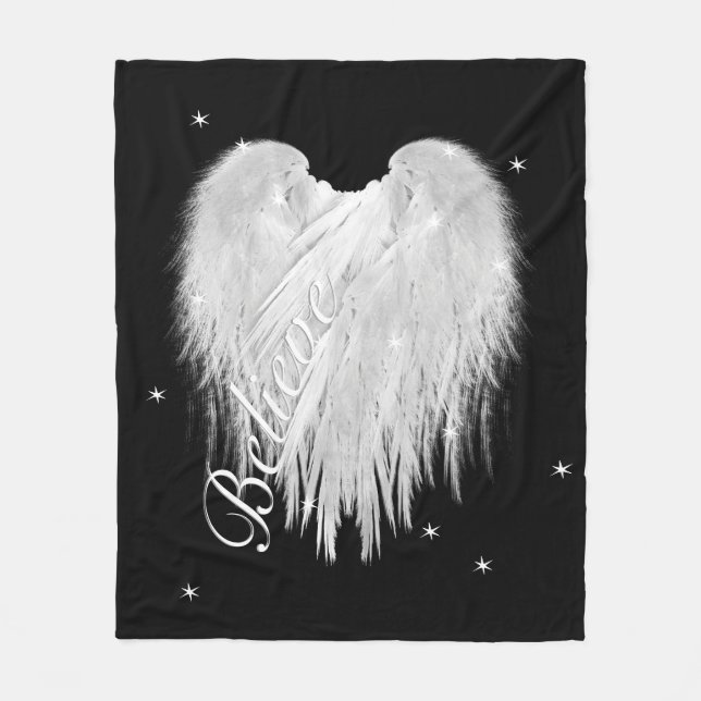 ANGEL WINGS 'Glauve' Heart Black Starry Fleecedecke (Vorderseite)