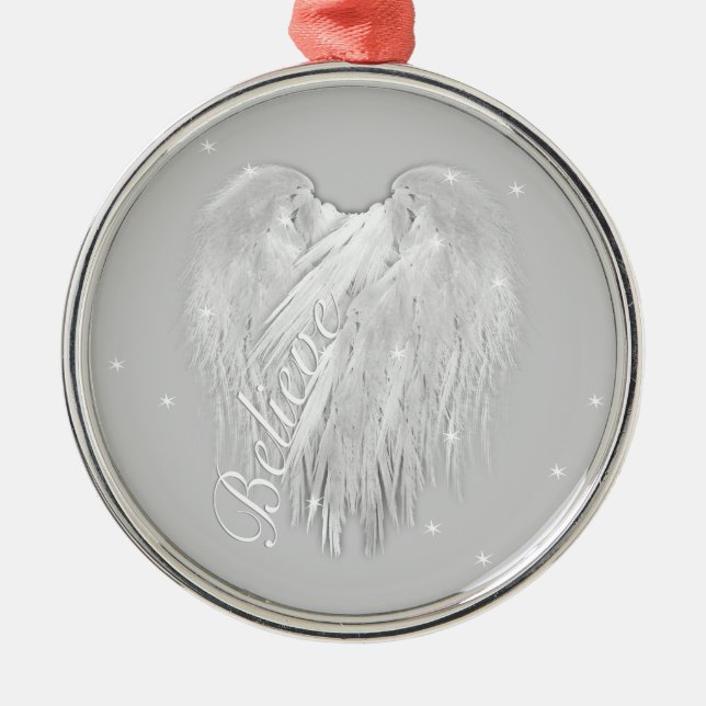 ANGEL WINGS 'Glauve' Heart Starry Sparkle Silbernes Ornament (Vorne)