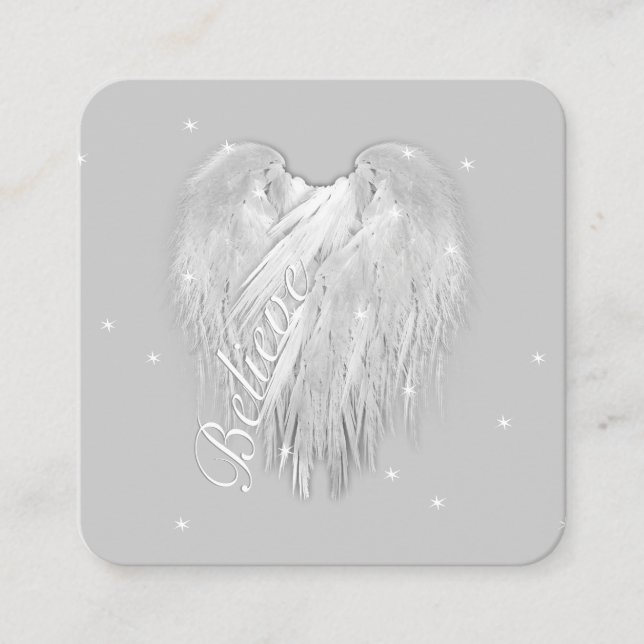 ANGEL WINGS 'Glauve' Magic Heart Quadratische Visitenkarte (Vorderseite)