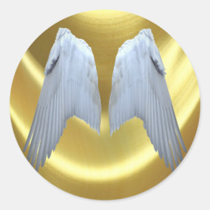 Angel Wings Gold Runder Aufkleber