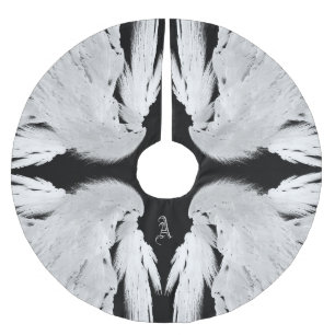 ANGEL WINGS Gray Touched Feathers Custom Monogram Polyester Weihnachtsbaumdecke