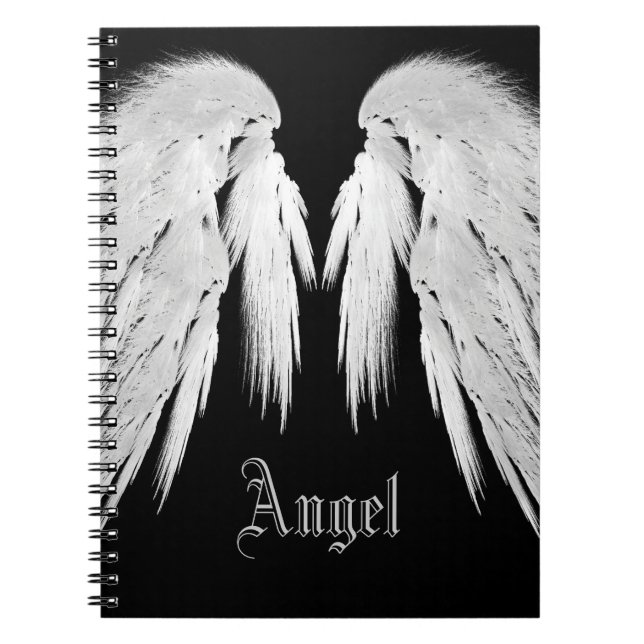 ANGEL WINGS Gray Touched Feathers Individuelle Nam Notizblock (Vorderseite)