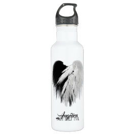 ANGEL WINGS HEART Black+White Nur halb böse Funny Edelstahlflasche
