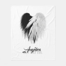 ANGEL WINGS HEART Black+White Nur halb böse Funny Fleecedecke