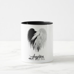 ANGEL WINGS HEART Black+White Nur halb böse Funny Tasse