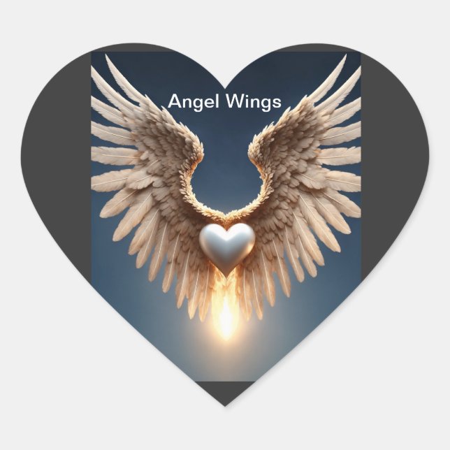 Angel Wings Herz-Aufkleber (Vorderseite)