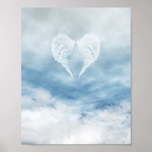 Angel Wings in Cloudy Blue Sky Poster (Vorne)