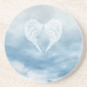 Angel Wings in Cloudy Blue Sky Sandstein Untersetzer