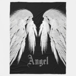 ANGEL WINGS Individuelle Name Black Fleecedecke